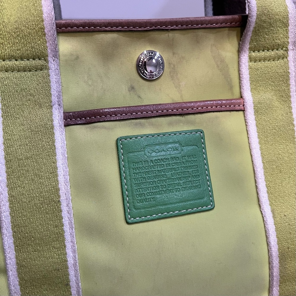 Coach Vintage Y2K Hampton Weekend Lime Green Chartreuse Nylon Shoulder Handbag - Picture 3 of 10